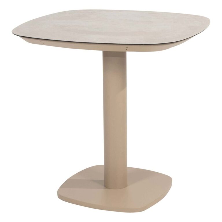 Manolo tuintafel 75x75cm met geprint keramiek tafelblad - Latte