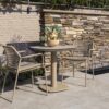 Manolo tuintafel 75x75cm met geprint keramiek tafelblad - Latte