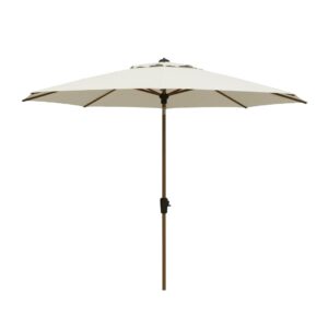 Parasol Lissabon rond 300cm - Champagne / Teak look
