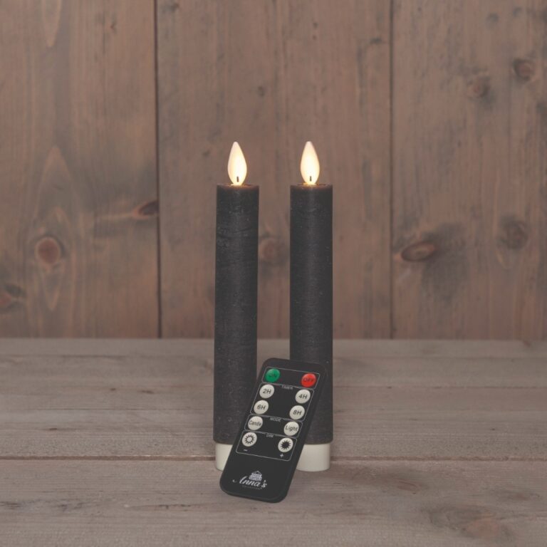 2x LED dinerkaars Grijs 18cm + afstandsbediening