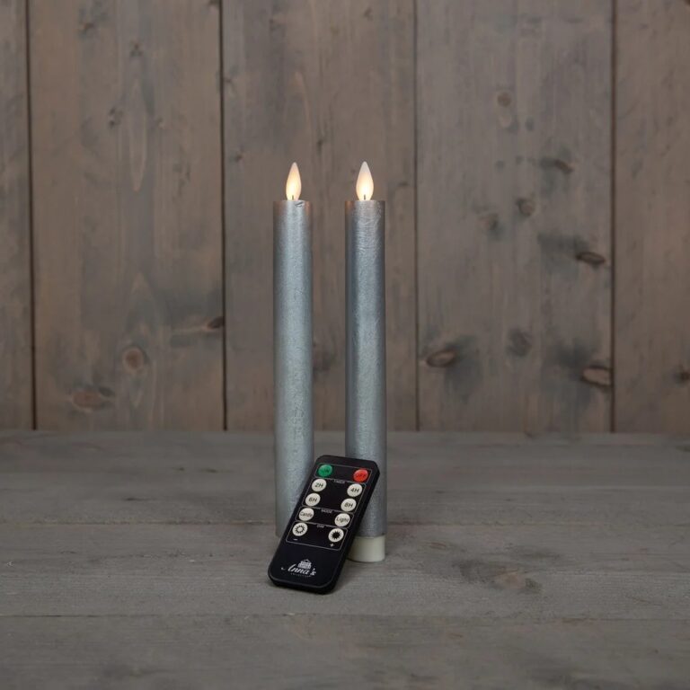 2x LED dinerkaars Zilver 23cm + afstandsbediening
