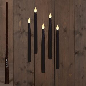 5 zwevende LED kaarsen + toverstok Zwart