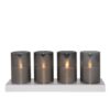 Set van 4 oplaadbare theelichten in glas incl. oplaadstation - wit/grijs