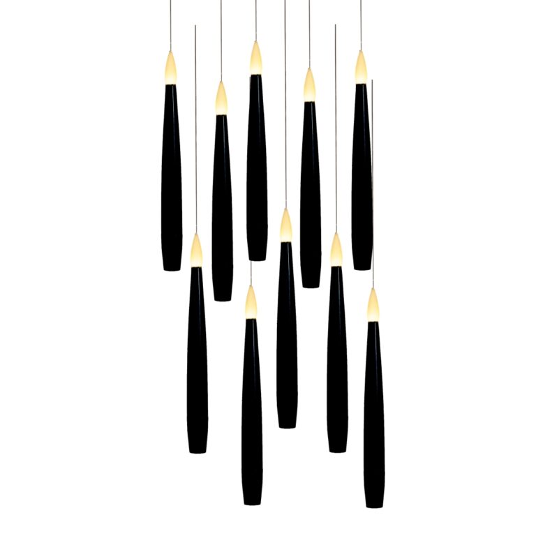 10 zwevende LED kaarsen + toverstok - Zwart