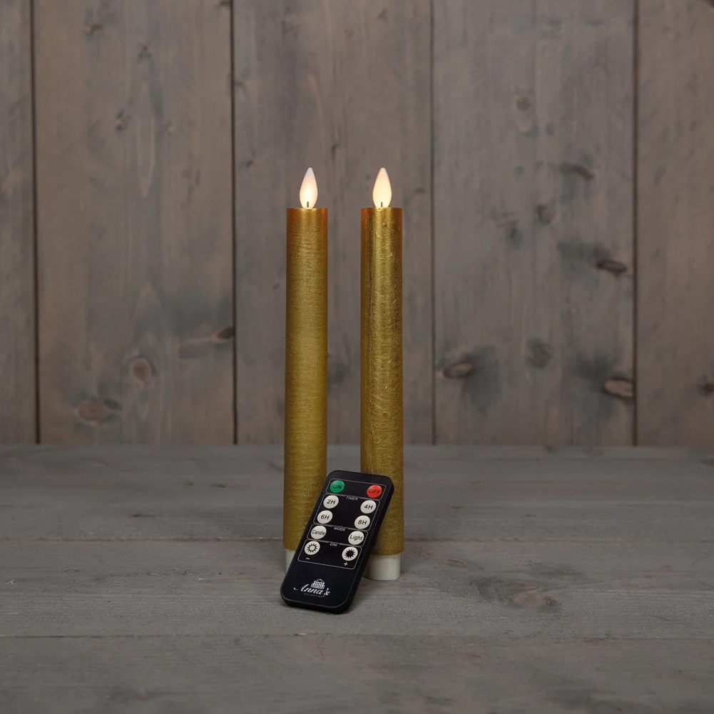 2x LED dinerkaars Goud 23cm + afstandsbediening
