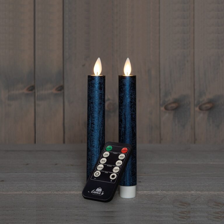 2x LED dinerkaars Metallic Blauw 18cm + afstandsbediening