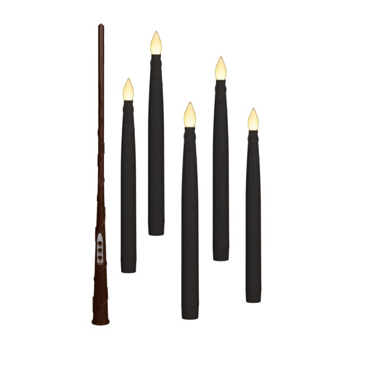 5 zwevende LED kaarsen + toverstok Zwart
