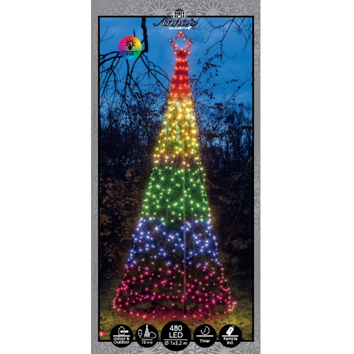 Boom met ster 320cm 480 LED Colour Changing