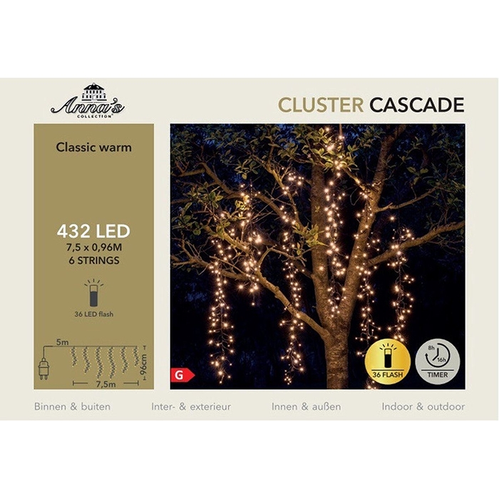 Cascade Cluster 432LED met 36 flash Classic Warm