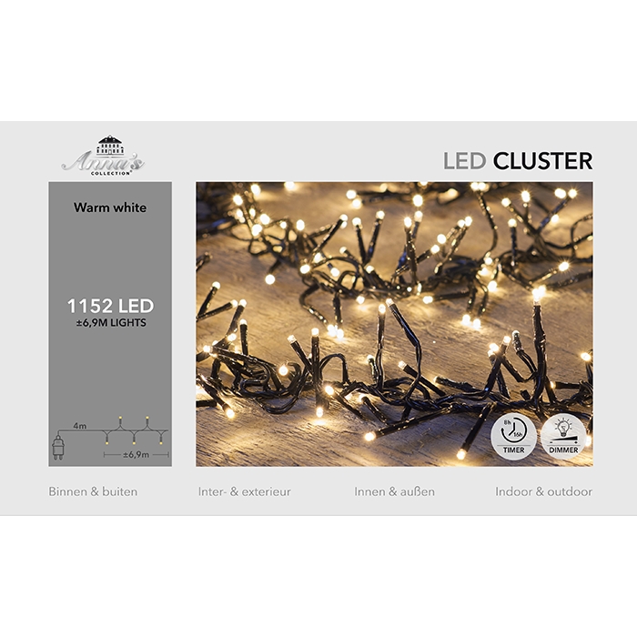 Clusterverlichting 1152 LED lampjes Warm Wit – 6,9 meter
