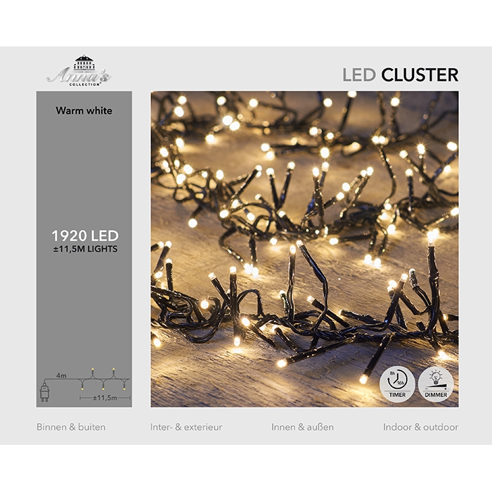 Clusterverlichting 1920 LED lampjes Warm Wit – 11,5 meter