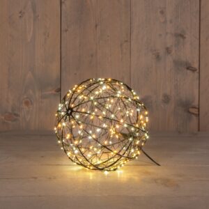 LED Bol metaal 200LED met flash Warm Wit/Classic Warm 18cm