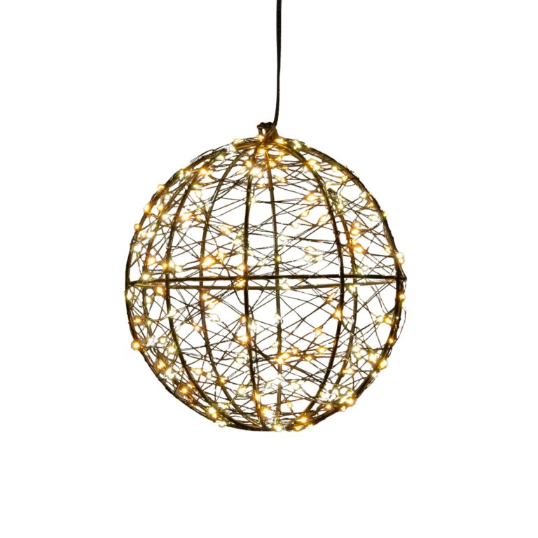 LED Bol metaal 200LED met flash Warm Wit/Classic Warm 18cm