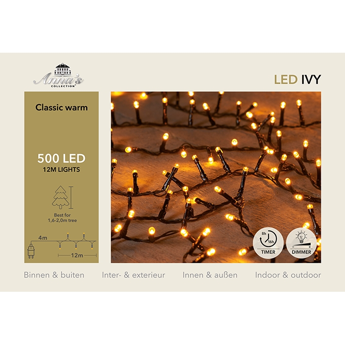 LED IVY verlichting 500 lampjes Classic Warm - 12 meter