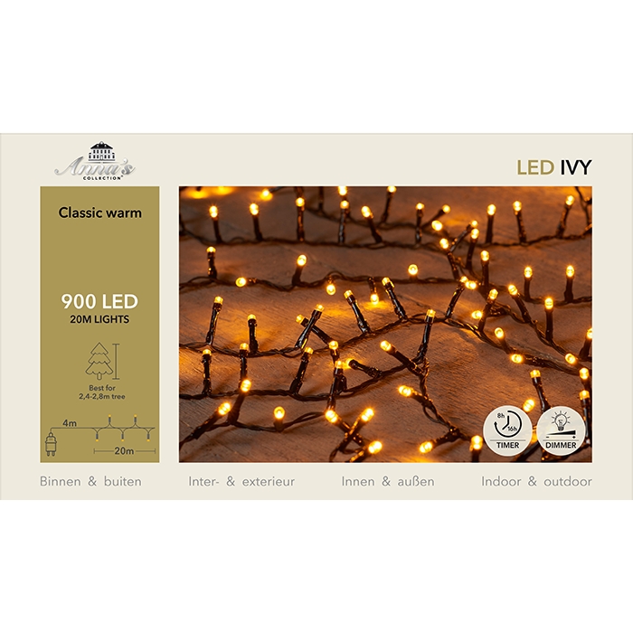 LED IVY verlichting 900 lampjes Classic Warm - 20 meter