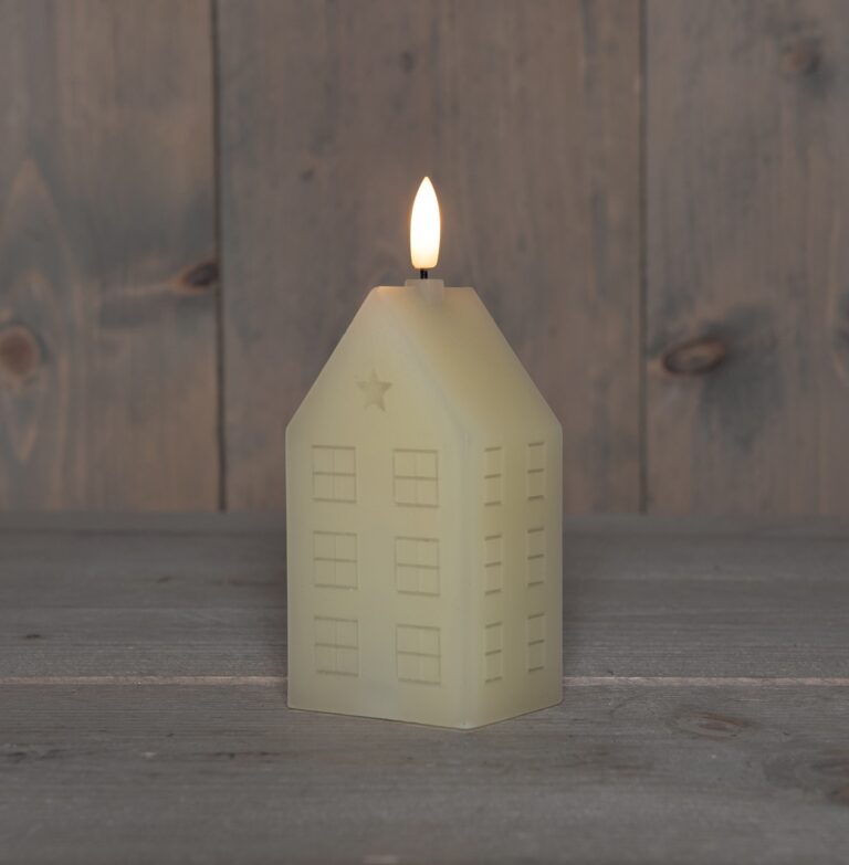 LED Kaars Huisje Wax Ivoor