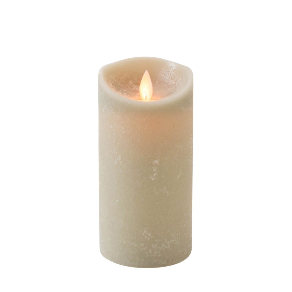 LED Kaars rustiek met bewegende vlam en timer 7,5x15cm - taupe