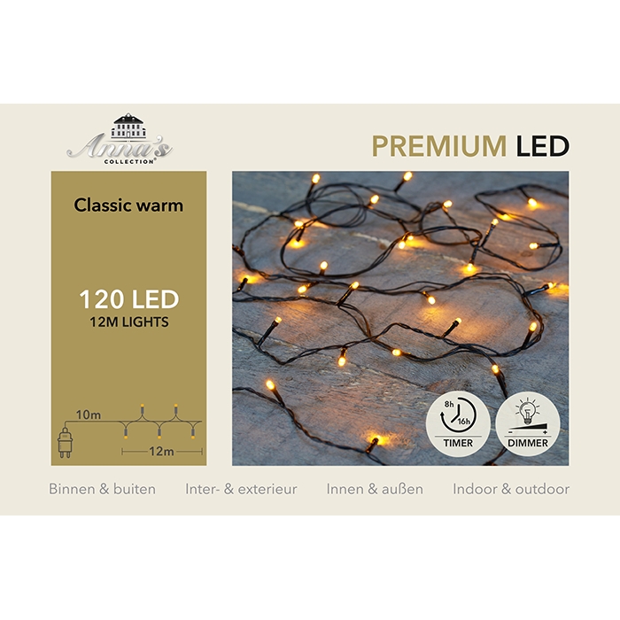 Premium LED verlichting 120 LED Classic Warm 12 meter