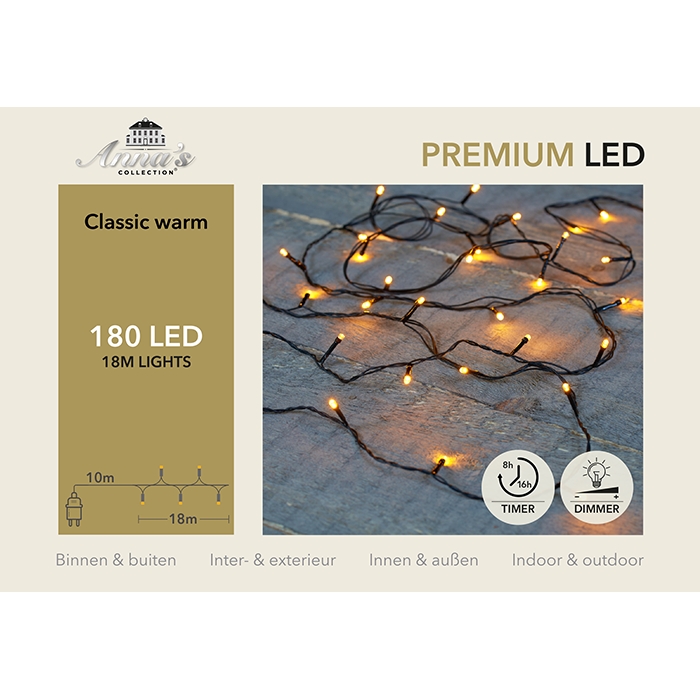 Premium LED verlichting 180 LED Classic Warm 18 meter