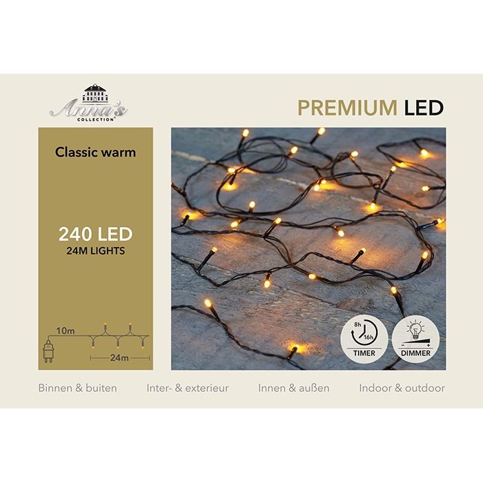 Premium LED verlichting 240 LED Classic Warm 24 meter