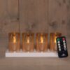 Set van 4 oplaadbare theelichten in glas incl. oplaadstation - wit/amber