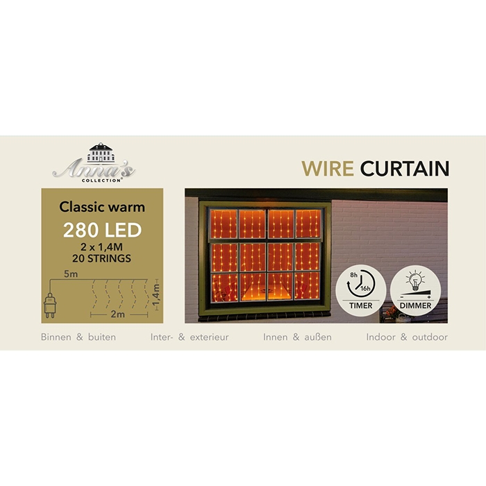 Gordijnverlichting draad 280LED 200x140cm