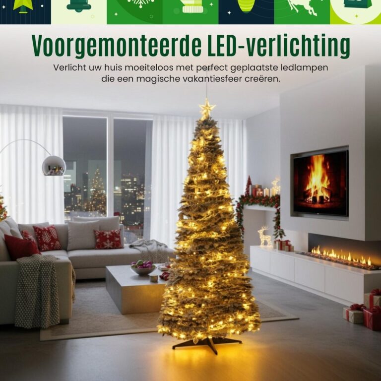 Pop-up kerstboom met sneeuw en 250 LEDs — 180 cm
