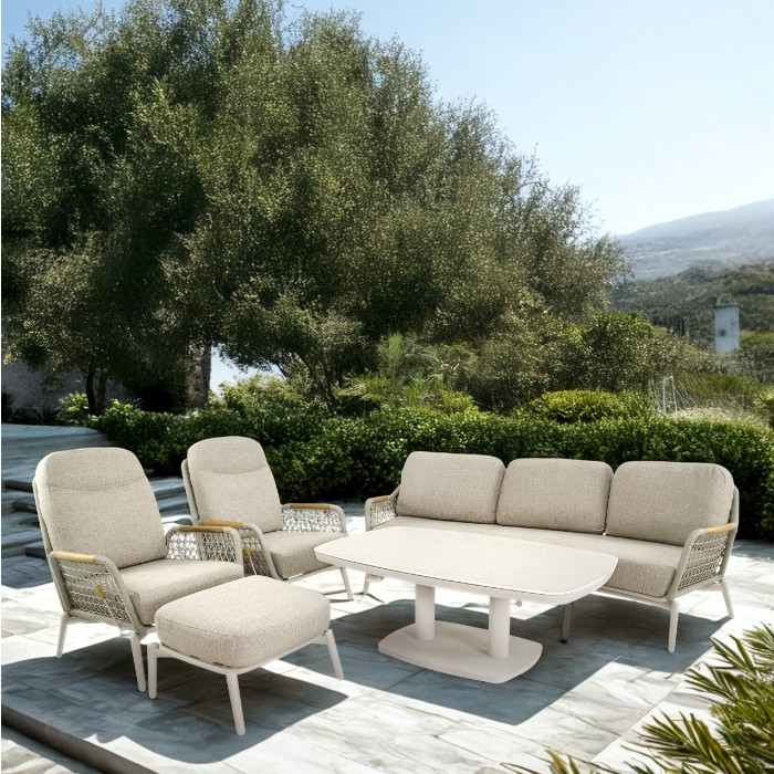 Loungetafel verstelbaar Geneva 135x83cm Deens Ovaal - Crema