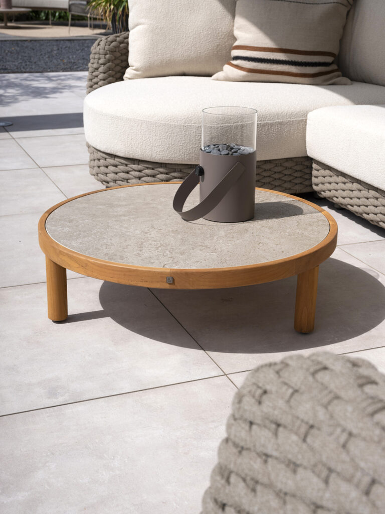 4 Seasons Outdoor Finn salontafel 85 cm - teak/keramiek