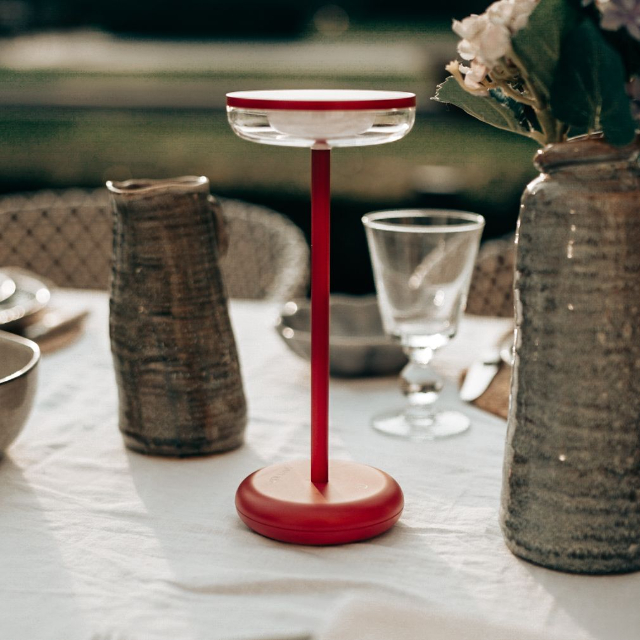 Solar Tafellamp Bobbie Evening Red - Touch Dimbaar - 8 branduren - USB laadoptie - extra warm wit