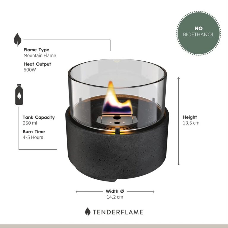 Tenderflame Cafe 14 Grey Lava tafel vuur