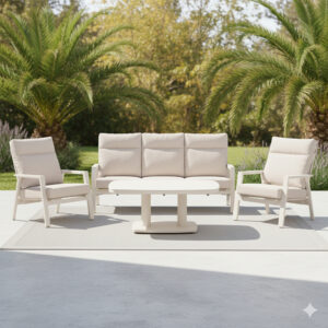 Lesli Ohio 4-delige sofa loungeset - Crema