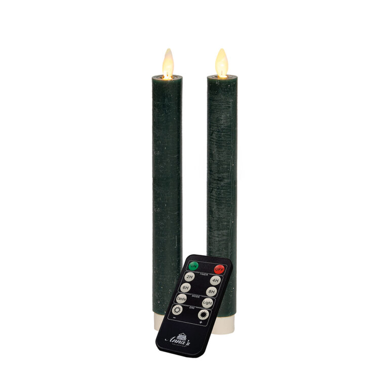 2x LED dinerkaars Antiek Groen 23cm + afstandsbediening