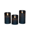 3x LED kaarsen Metallic Blauw wax rustiek + bewegende vlam