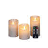 3x LED kaarsen Parel wax rustiek + bewegende vlam