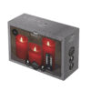 3x LED kaarsen Rood wax rustiek + bewegende vlam