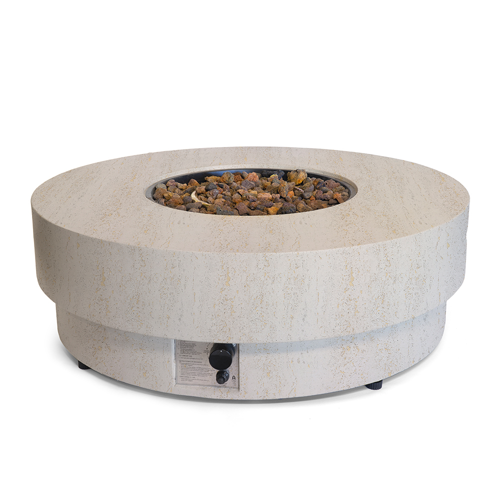 Happy Cocooning Estate gas vuurtafel rond 105 - Travertin