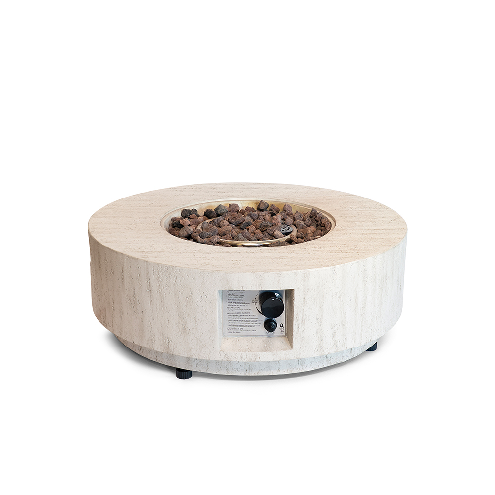 Happy Cocooning Estate gas vuurtafel rond 76 - Travertin