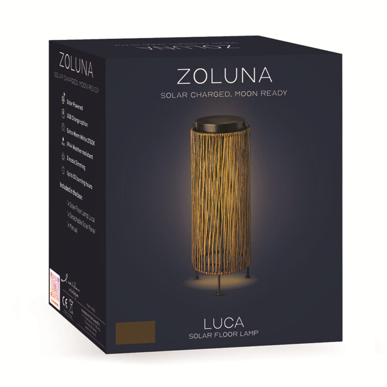 Solar Lantaarn Luca Grande Light Oak | USB oplaadbaar - Dimbaar