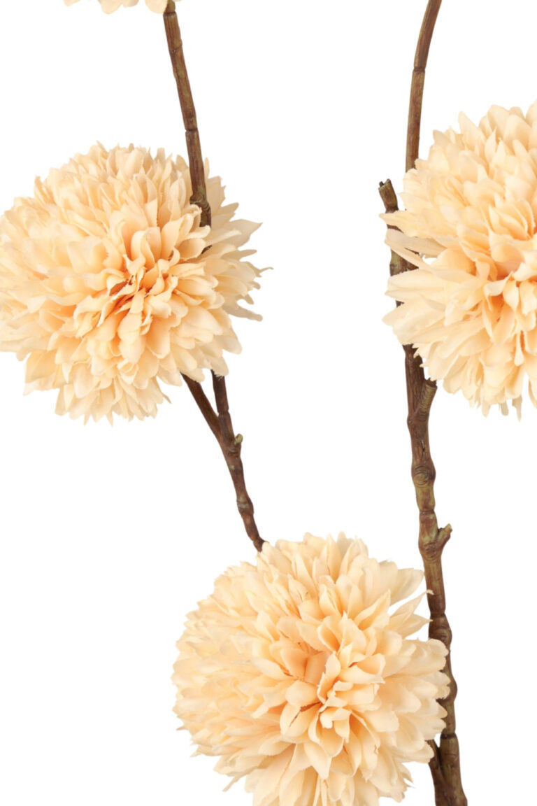 Kunstbloem Pompom spray 98cm Light Cream