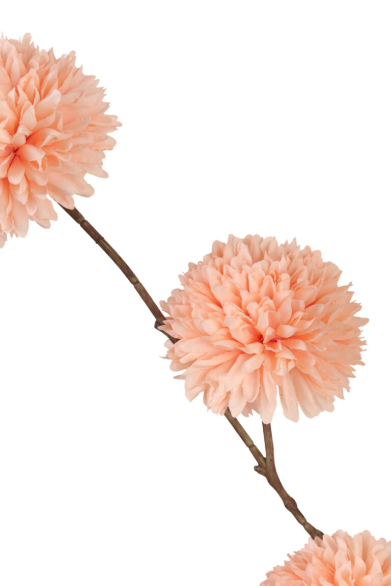 Kunstbloem Pompom spray 98cm Zalm
