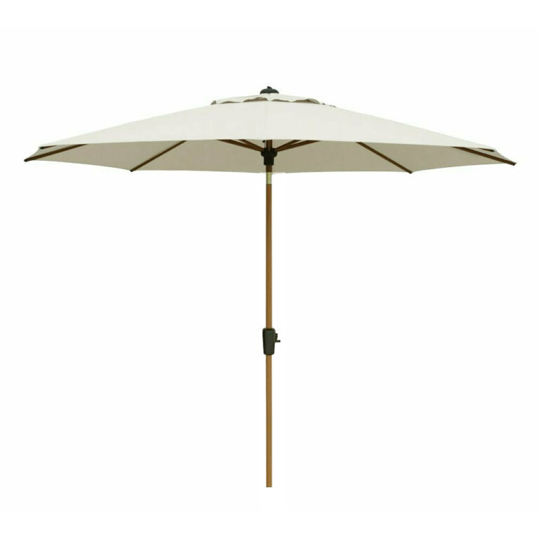 Parasol Lissabon rond 300cm - Champagne / Teak look