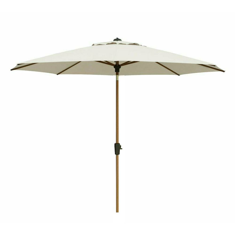 Parasol Lissabon rond 300cm - Champagne / Teak look