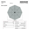 Parasol Elba push-up rond 300cm - Taupe