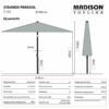 Parasol Elba push-up rond 300cm - Taupe