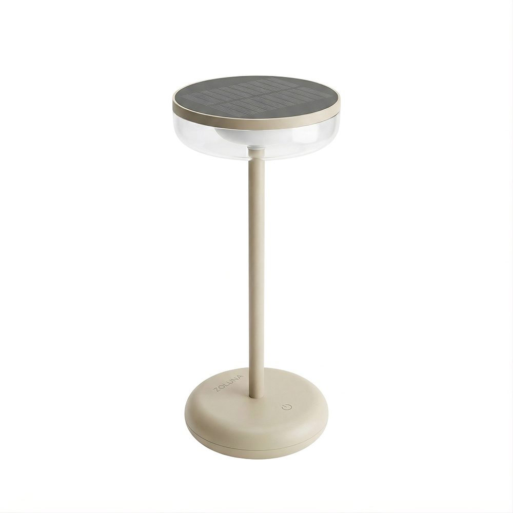 Solar Tafellamp Bobbie Zand - Touch Dimbaar - 8 branduren - USB laadoptie - extra warm wit