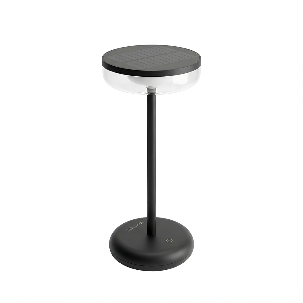 Solar Tafellamp Bobbie Zwart - Touch Dimbaar - 8 branduren - USB laadoptie - extra warm wit