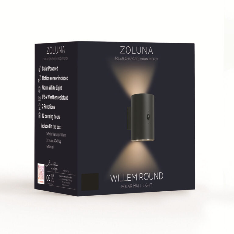 Solar Wandlamp Willem Rond | Bewegingssensor - Up & Down - 2 Functies