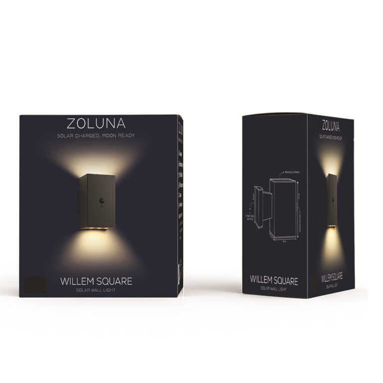 Solar Wandlamp Willem Vierkant | Bewegingssensor - Warm Wit - 2 Functies