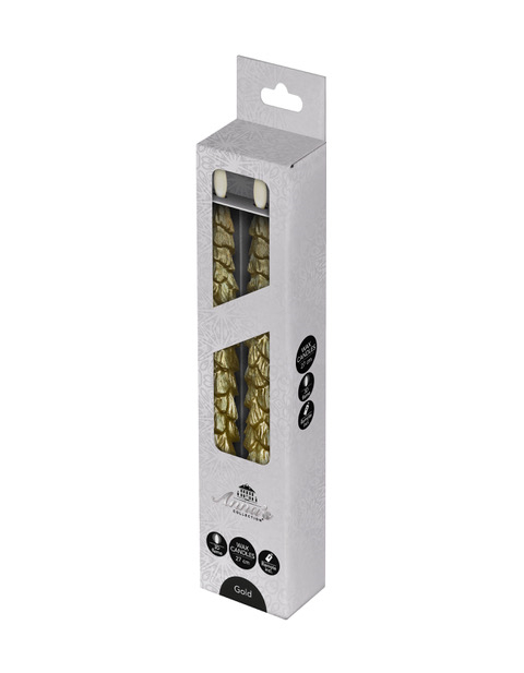 2st LED dinerkaarsen goud kerstboom 27cm